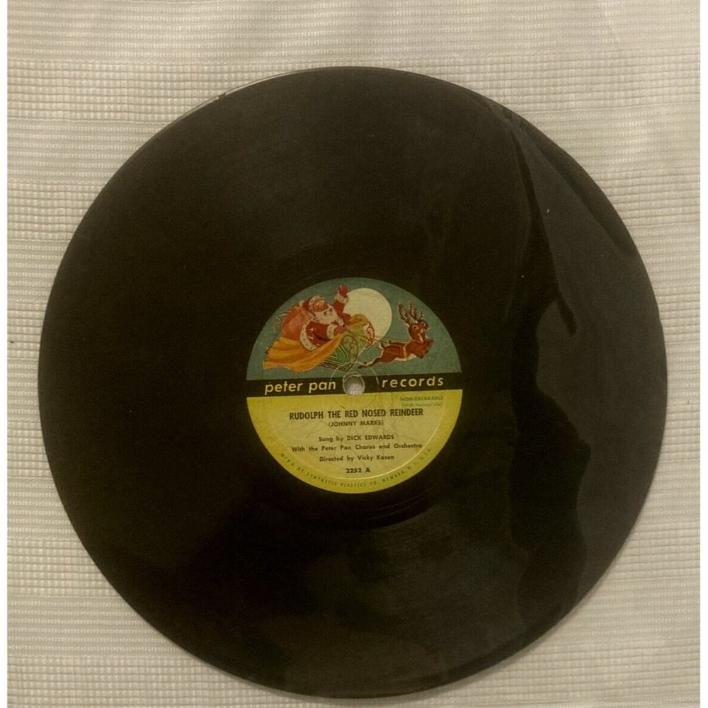Vintage Rudolph The Red Nose Reindeer -2252 Peter Pan LP  Vinyl 33 1/3 Record